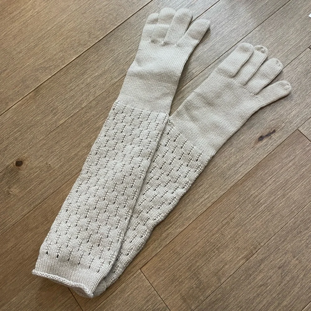 Loro Piana baby cashmere long pointelle gloves